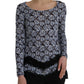 Just Cavalli Just Cavalli Blue Floral Lace Long Sleeves Top Underwear Blouse/IT42|M/Blue