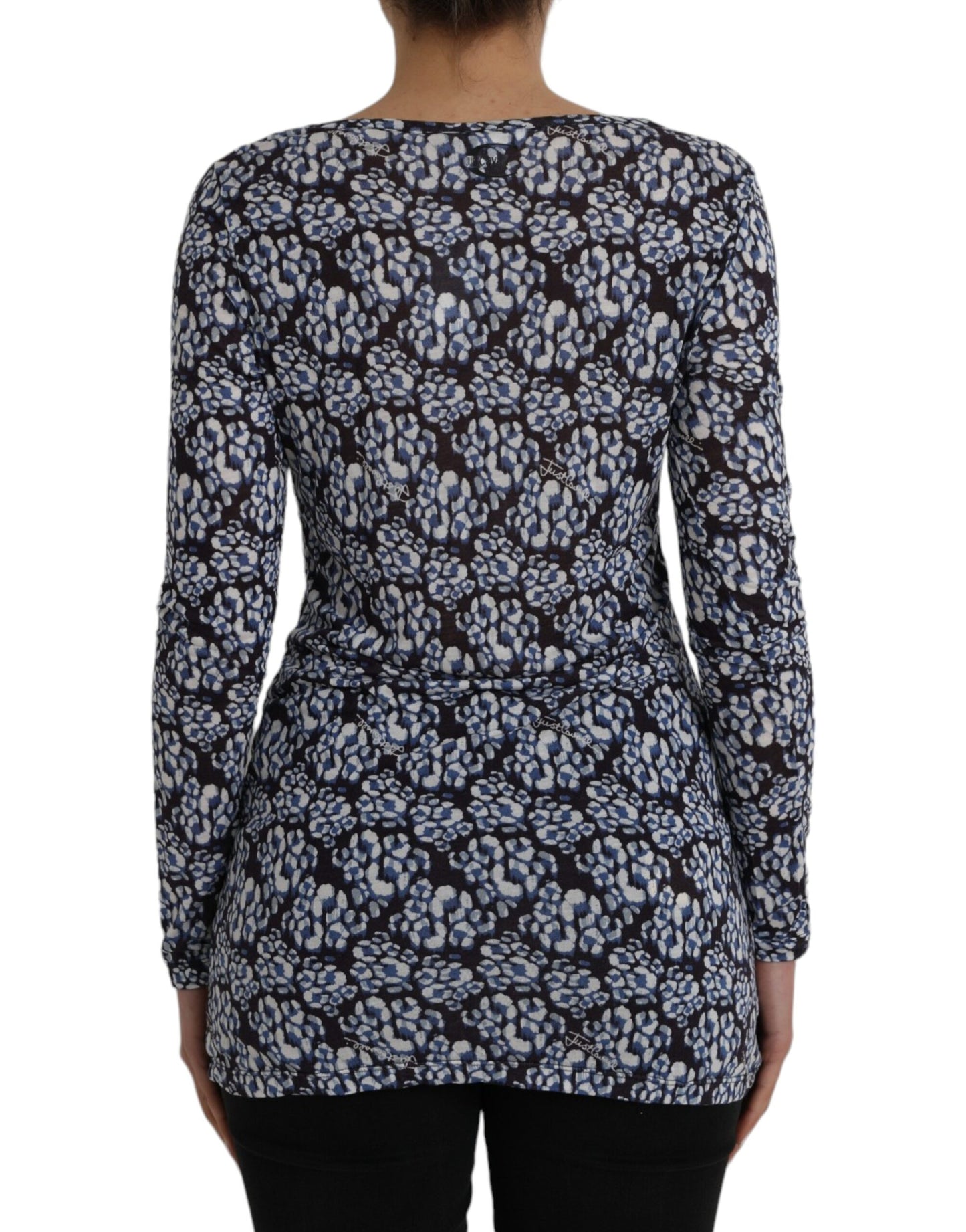 Just Cavalli Just Cavalli Blue Floral Lace Long Sleeves Top Underwear Blouse/IT42|M/Blue