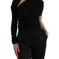 Dolce & Gabbana Dolce & Gabbana Black Wool Cutout Asymmetric Long Sleeve Top/IT44 | L/Black