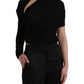 Dolce & Gabbana Dolce & Gabbana Black Wool Cutout Asymmetric Long Sleeve Top/IT44 | L/Black