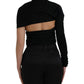 Dolce & Gabbana Dolce & Gabbana Black Wool Cutout Asymmetric Long Sleeve Top/IT44 | L/Black