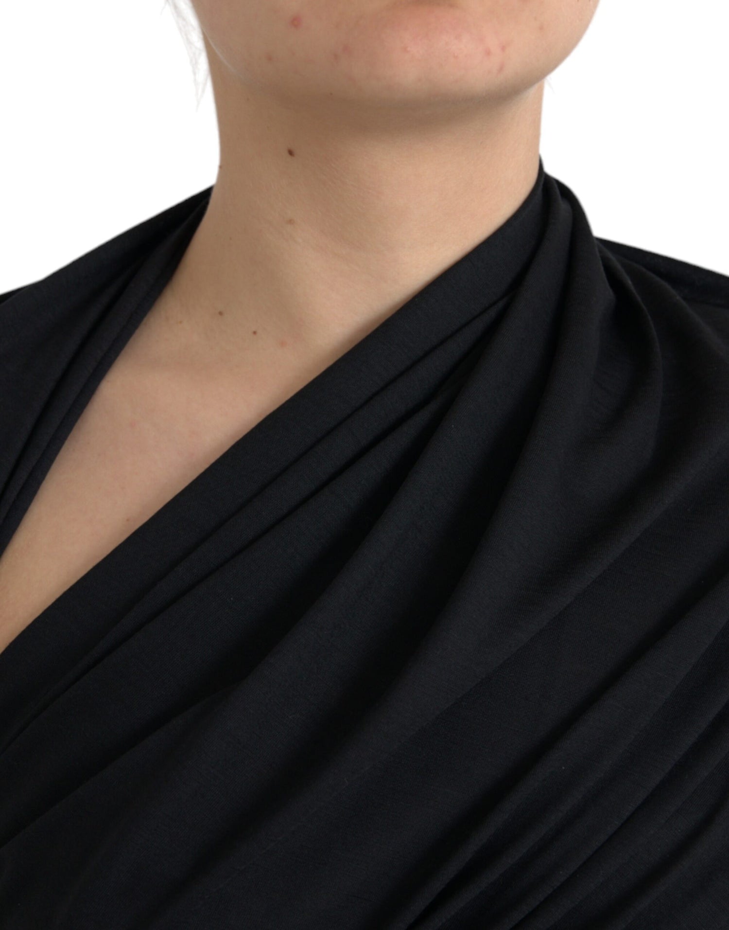 Dolce &amp; Gabbana Dolce &amp; Gabbana Black Wool Cutout Asymmetric Long Sleeve Top/IT40|S/Black