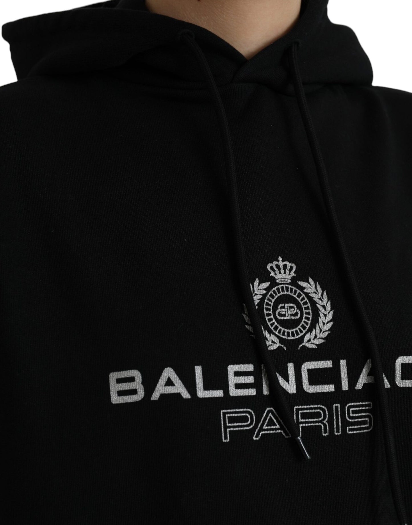 Balenciaga Balenciaga Black Cotton Logo Hooded Pullover Sweatshirt Sweater/L/Black