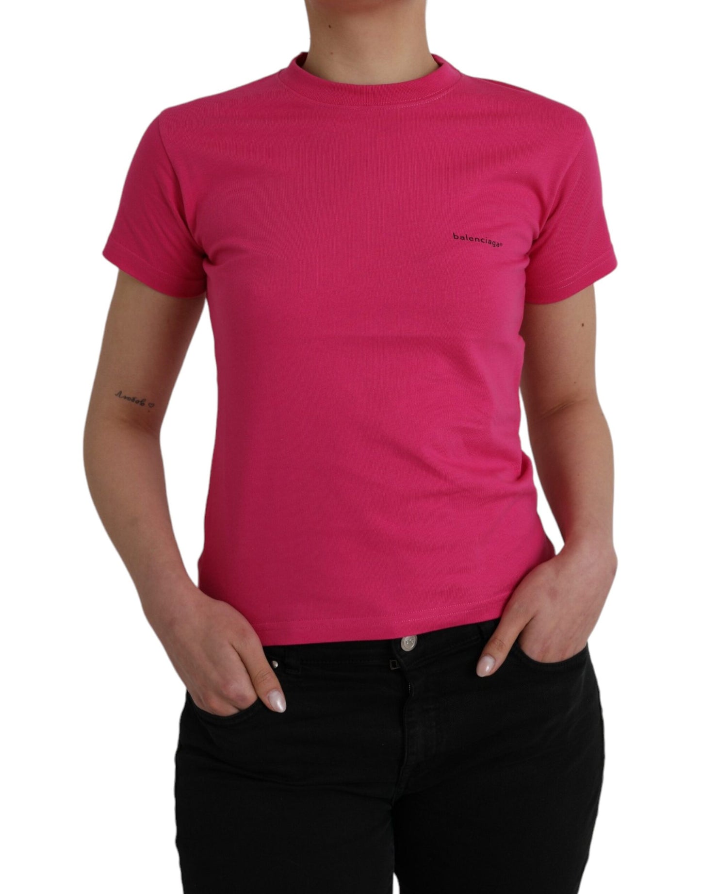 Balenciaga Balenciaga Pink Cotton Crew Neck Short Sleeves Tee T-shirt/S/Pink