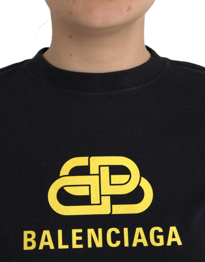 Balenciaga Black Cotton Logo Print Crew Neck Short Sleeves T-shirt/XL/Black