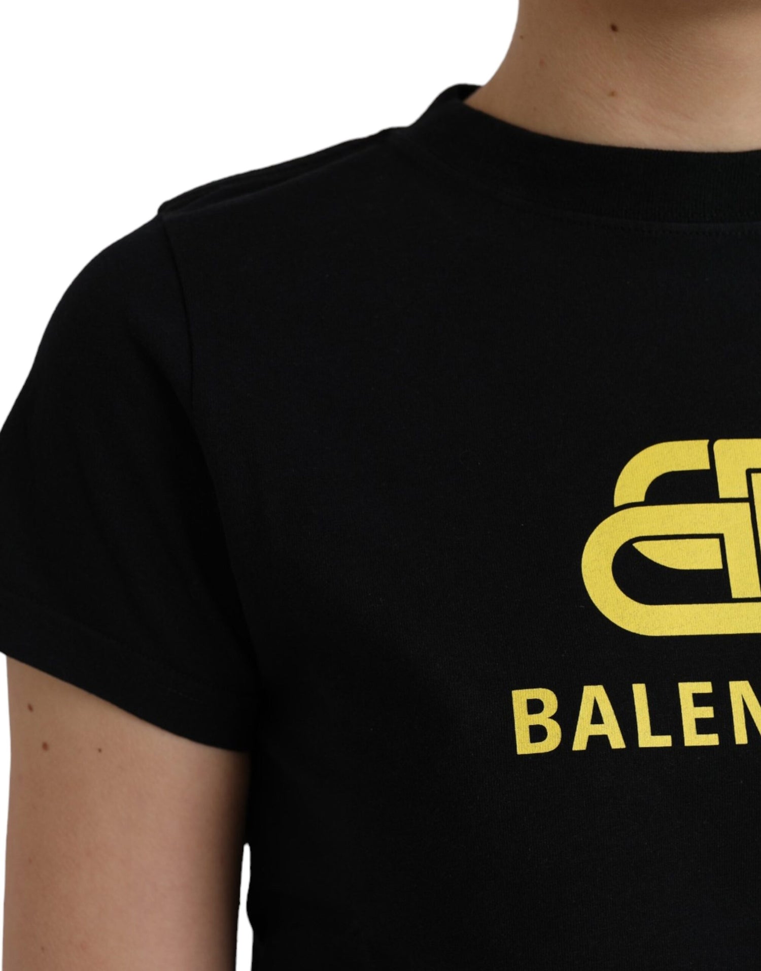 Balenciaga Black Cotton Logo Print Crew Neck Short Sleeves T-shirt/XL/Black