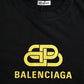 Balenciaga Black Cotton Logo Print Crew Neck Short Sleeves T-shirt/XL/Black