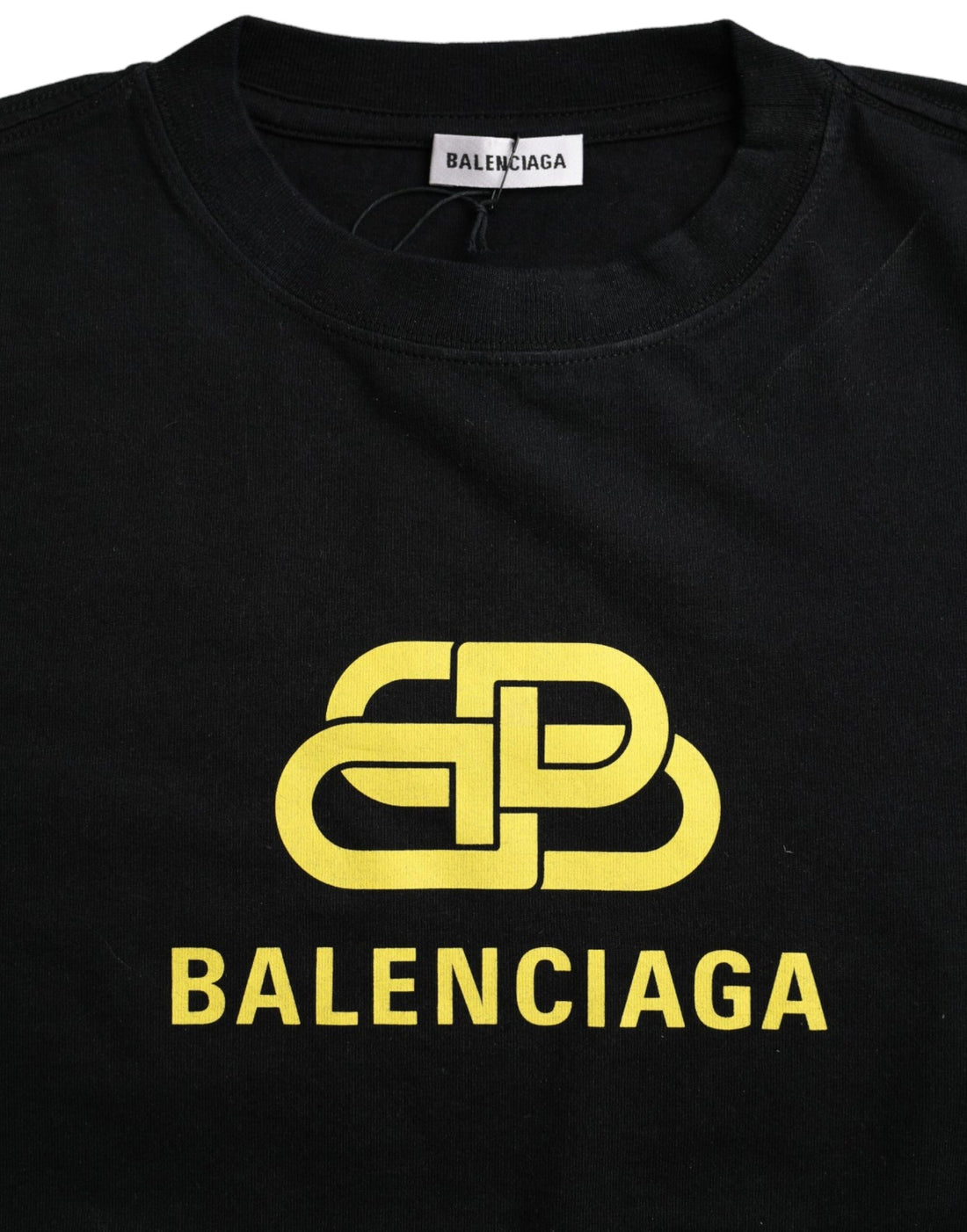 Balenciaga Black Cotton Logo Print Crew Neck Short Sleeves T-shirt/XL/Black