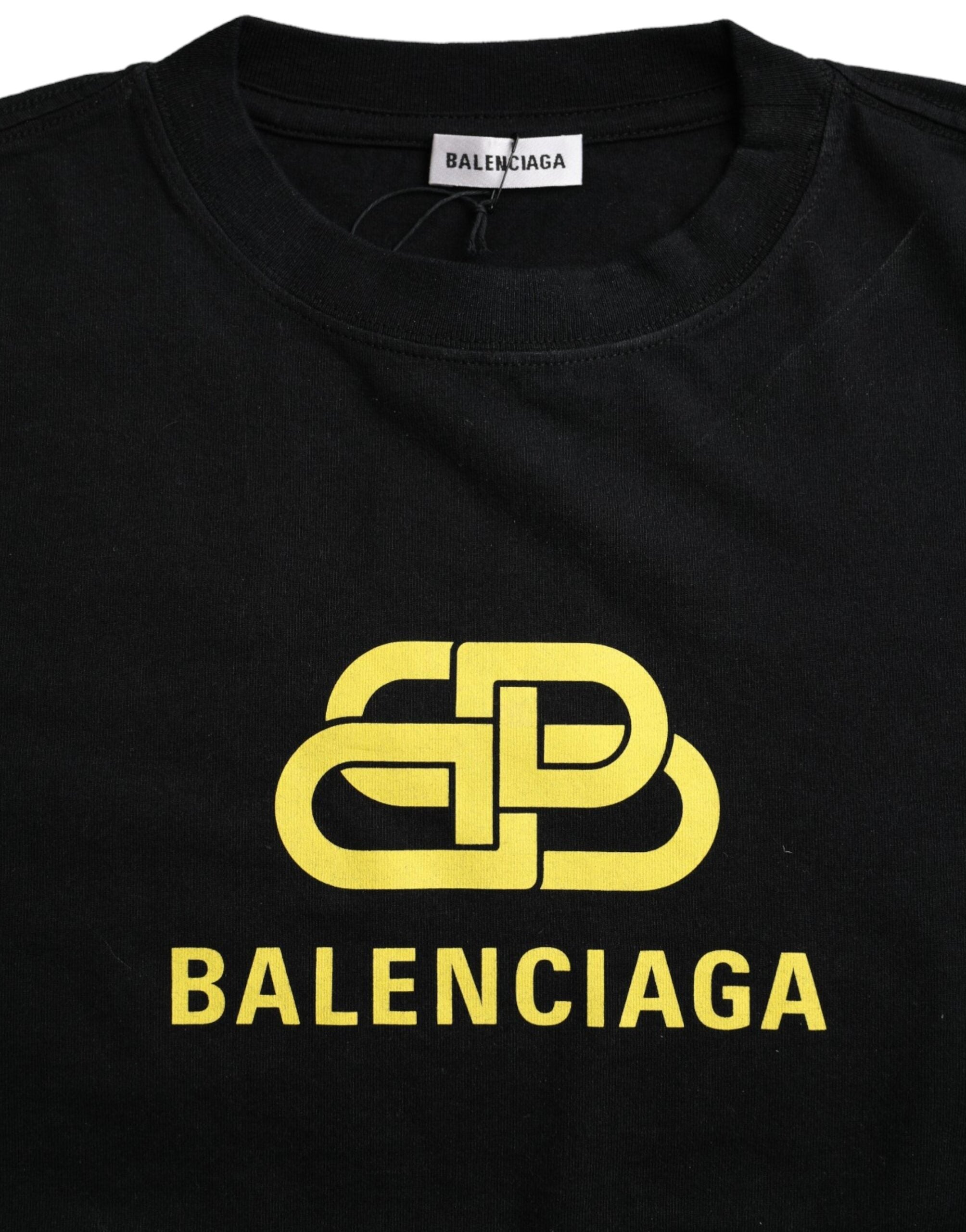 Balenciaga Balenciaga Black Cotton Logo Print Crew Neck Short Sleeves T-shirt/S/Black