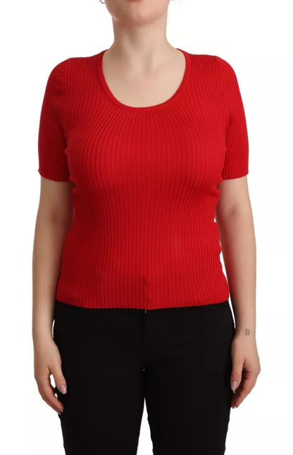 Dolce &amp; Gabbana Dolce &amp; Gabbana Red Silk T-shirt Short Sleeve Top Blouse/IT40|S/Red