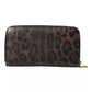 Dolce & Gabbana Dolce & Gabbana Brown Leopard Leather DG Zip Around Continental Wallet/Brown