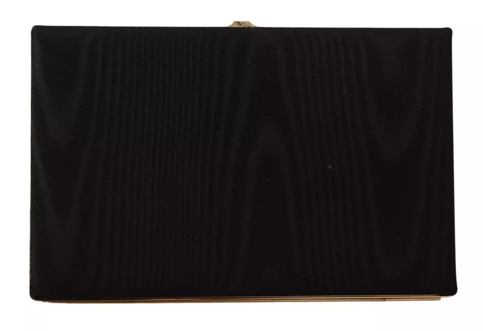 Dolce &amp; Gabbana Black Silk Gold Frame Clutch Evening Party Purse Bag/Black