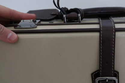 Dolce &amp; Gabbana Dolce &amp; Gabbana Brown Beige Leather Mens Travel Suitcase Luggage Bag/Beige