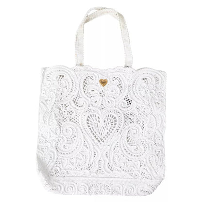 Dolce &amp; Gabbana White Cordonetto Lace Beatrice Tote Bag/White