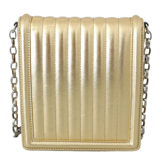 Dolce & Gabbana Gold Shoulder #DG GIRLS Leather Sling Clutch Purse Bag/Gold