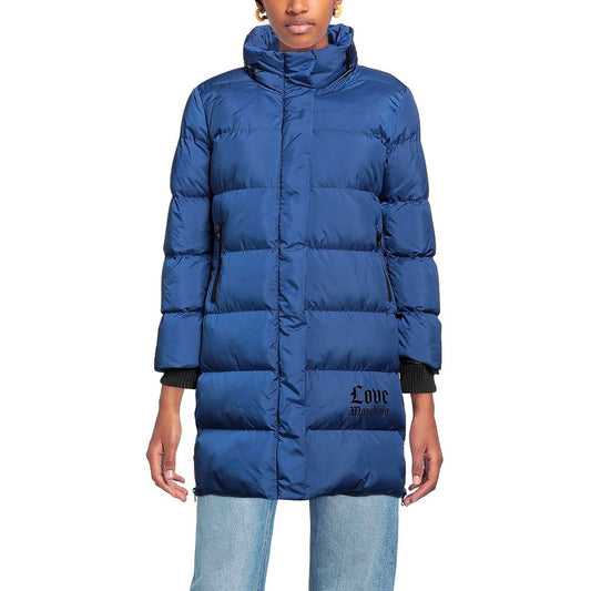 Love Moschino Chic Long Down Jacket with Logo Detail/IT46 | L/Blue