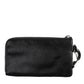 Dolce & Gabbana Dolce & Gabbana Black Nylon Logo Plaque Keyring Pouch Clutch Bag/Black