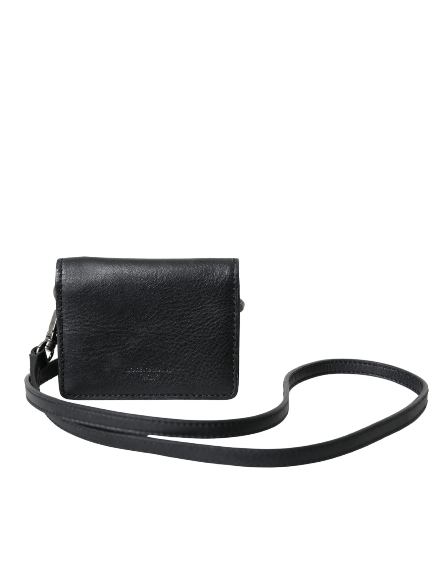 Dolce & Gabbana Dolce & Gabbana Black Leather Bifold Sling Women Card Holder Purse Wallet/Black