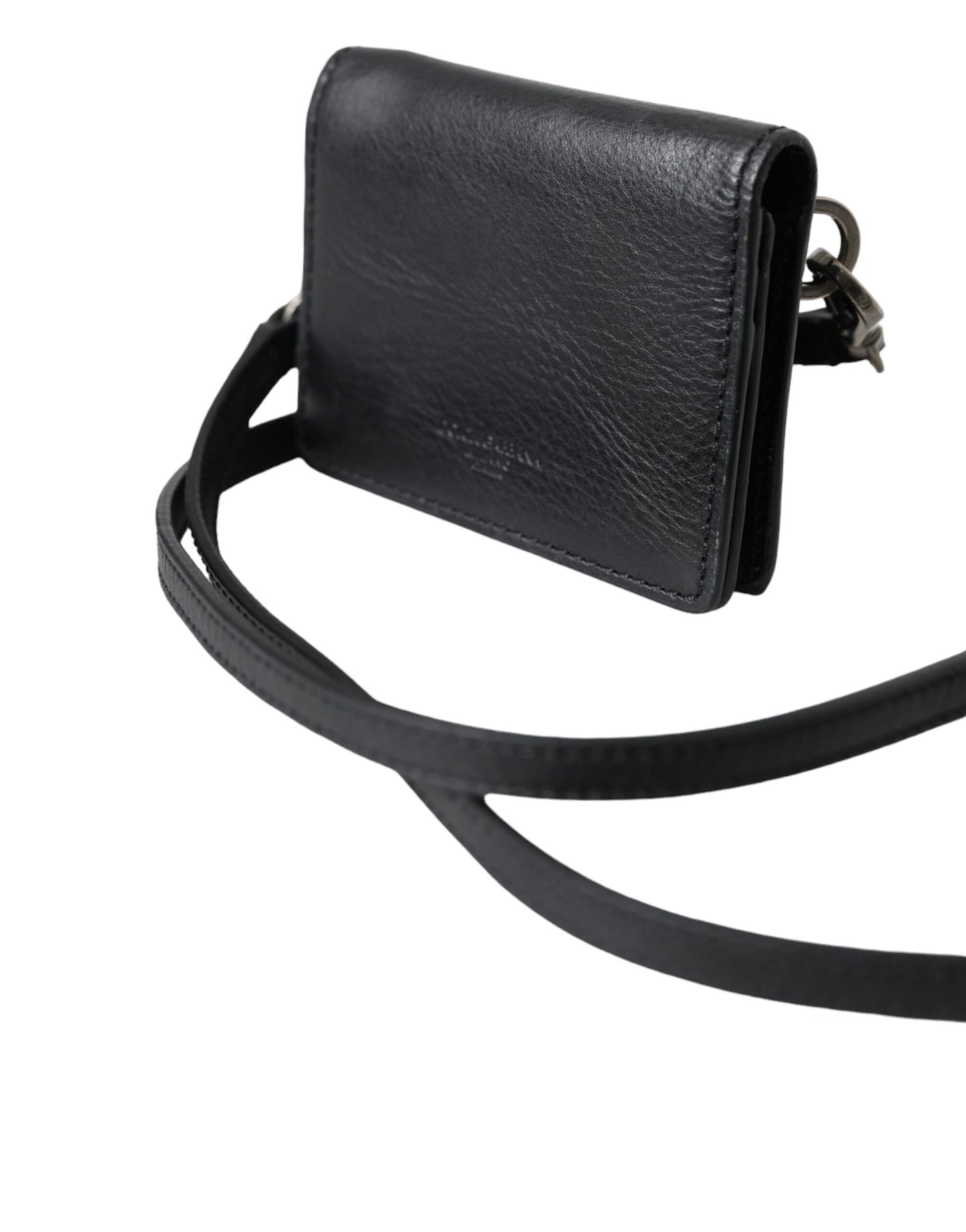 Dolce & Gabbana Dolce & Gabbana Black Leather Bifold Sling Women Card Holder Purse Wallet/Black