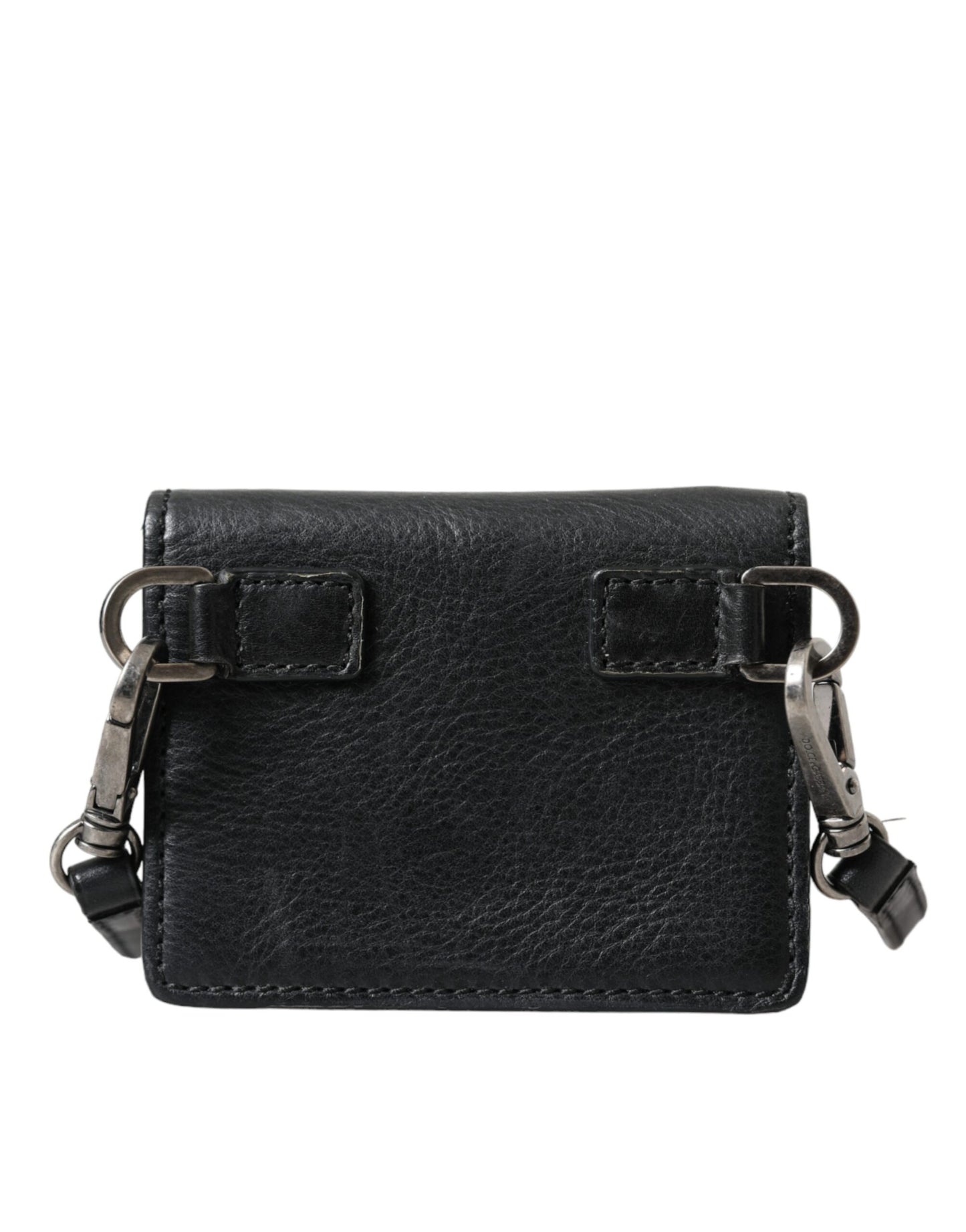 Dolce & Gabbana Dolce & Gabbana Black Leather Bifold Sling Women Card Holder Purse Wallet/Black