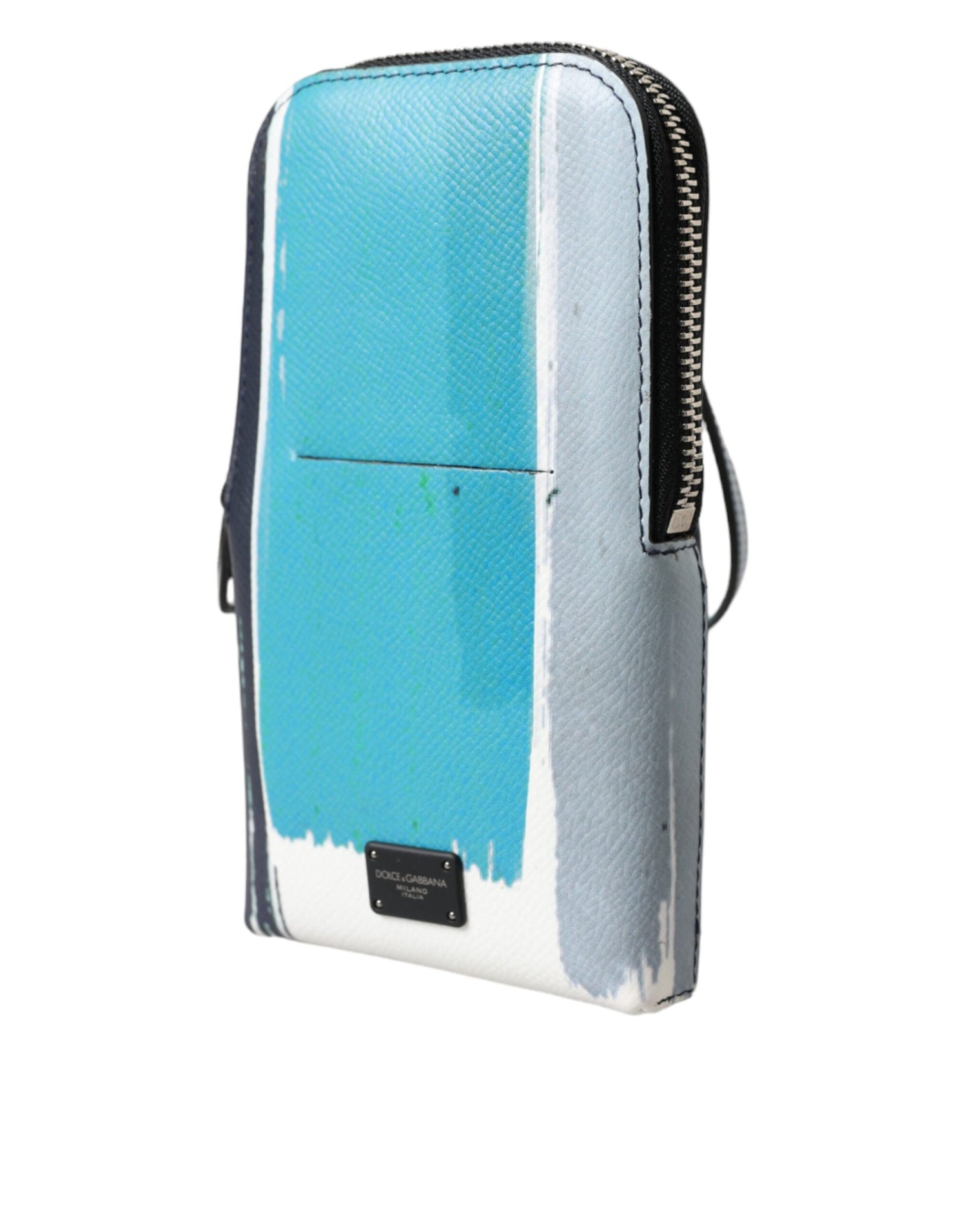 Dolce &amp; Gabbana Dolce &amp; Gabbana Multicolor Leather DG Logo Silver Zip Card Holder Wallet/Multicolor