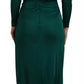 Dolce & Gabbana Dark Green Viscose Long Sleeve Midi Dress/IT36 | XS/Dark Green