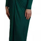 Dolce & Gabbana Dark Green Viscose Long Sleeve Midi Dress/IT36 | XS/Dark Green