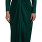 Dolce & Gabbana Dark Green Viscose Long Sleeve Midi Dress/IT36 | XS/Dark Green