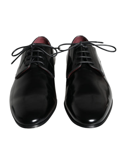 Dolce &amp; Gabbana Dolce &amp; Gabbana Black Calfskin Leather Derby Dress Men Shoes/EU43/US10/Black