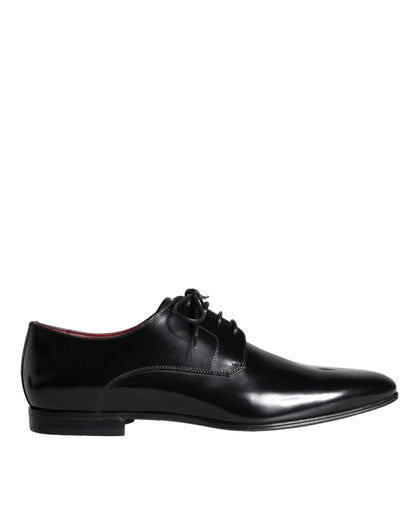 Dolce &amp; Gabbana Dolce &amp; Gabbana Black Calfskin Leather Derby Dress Men Shoes/EU43/US10/Black