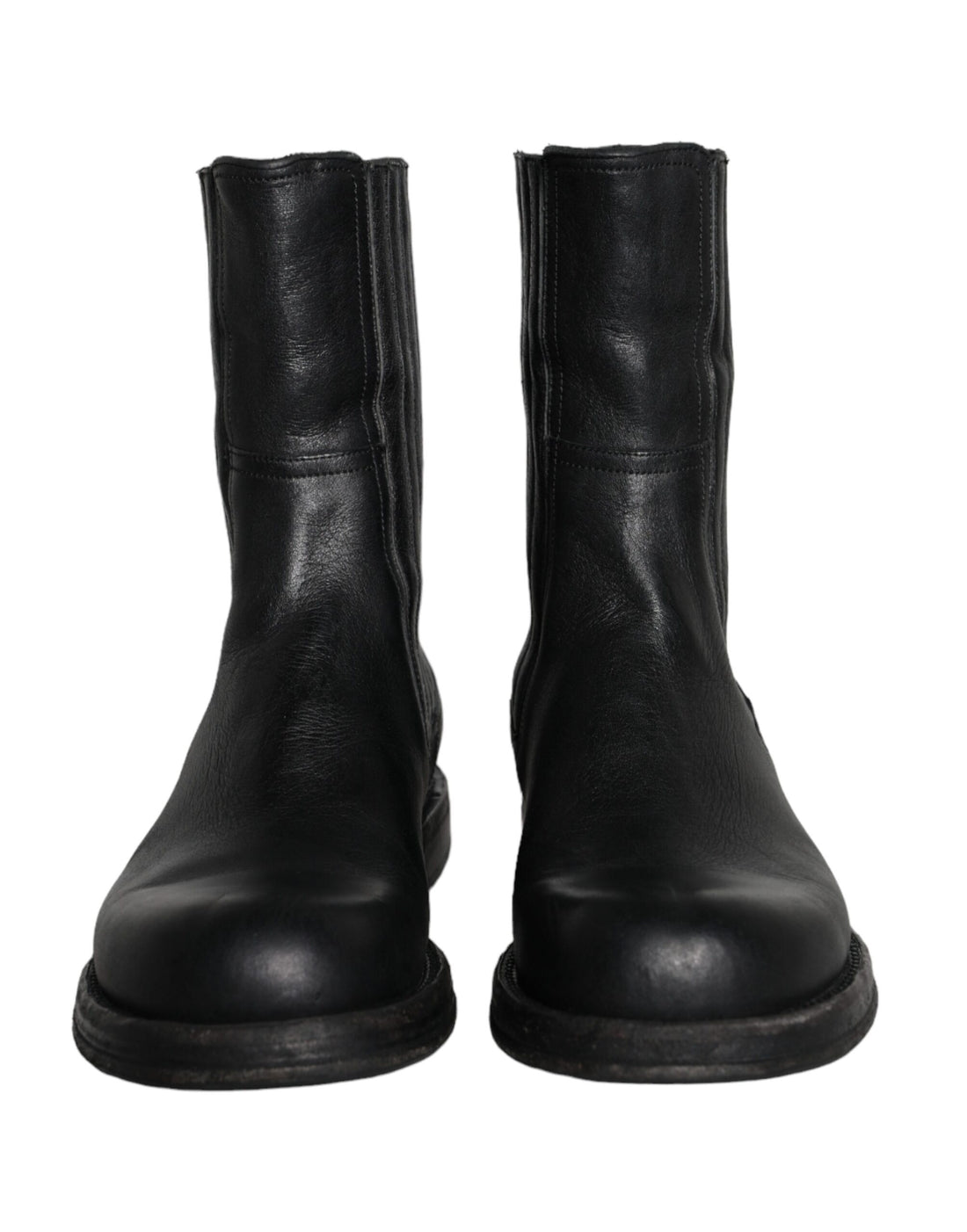 Dolce &amp; Gabbana Dolce &amp; Gabbana Black Horse Leather Mid Calf Boots Men Shoes/EU42/US9/Black