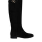 Dolce & Gabbana Dolce & Gabbana Black Suede Leather Knee High Boots Shoes/EU37/US6.5/Black