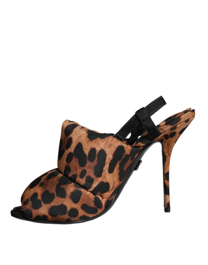 Dolce &amp; Gabbana Dolce &amp; Gabbana Brown Leopard Keira Slingback Sandals Shoes/EU36.5/US6.5/Brown