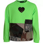 Dolce & Gabbana Dolce & Gabbana Green Patchwork Heart Crew Neck Pullover Sweater/IT44 | XS/Green