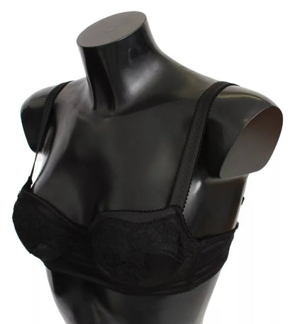 Dolce &amp; Gabbana Dolce &amp; Gabbana Black Silk Lace Balconcino Bra Underwear/IT1 | XS/Black