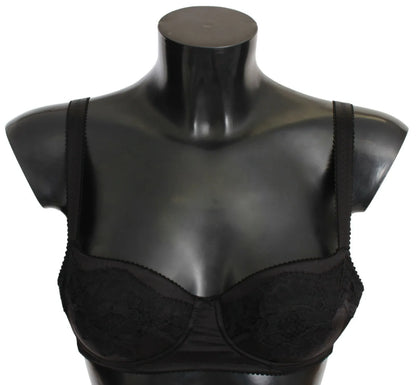 Dolce &amp; Gabbana Dolce &amp; Gabbana Black Silk Lace Balconcino Bra Underwear/IT1 | XS/Black