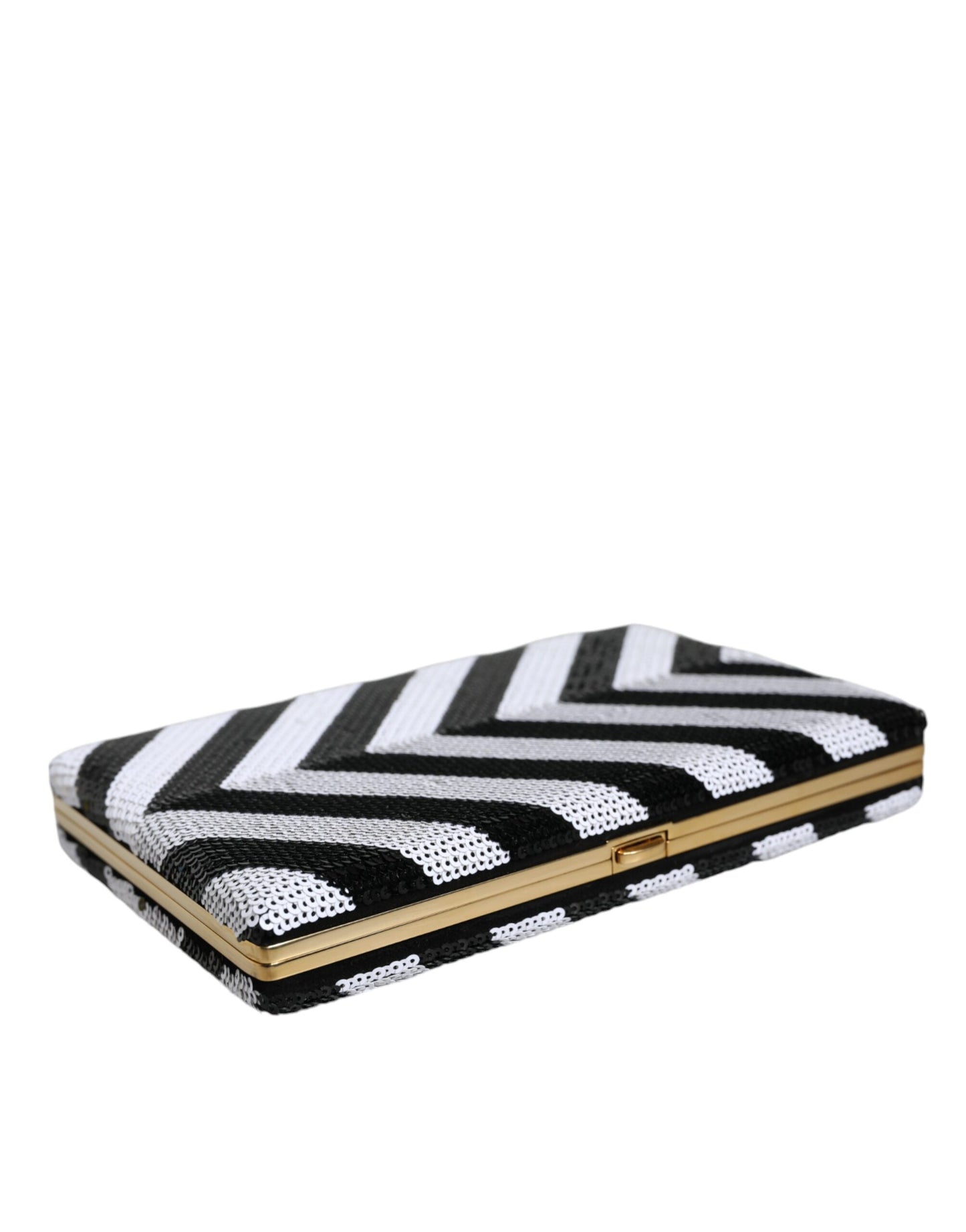 Dolce & Gabbana Dolce & Gabbana Black White Gold Frame Clutch Evening Party Purse Bag/Black/White