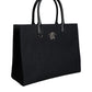 Versace Black Top Handle Canvas Leather Logo Shopping Tote Bag/Black