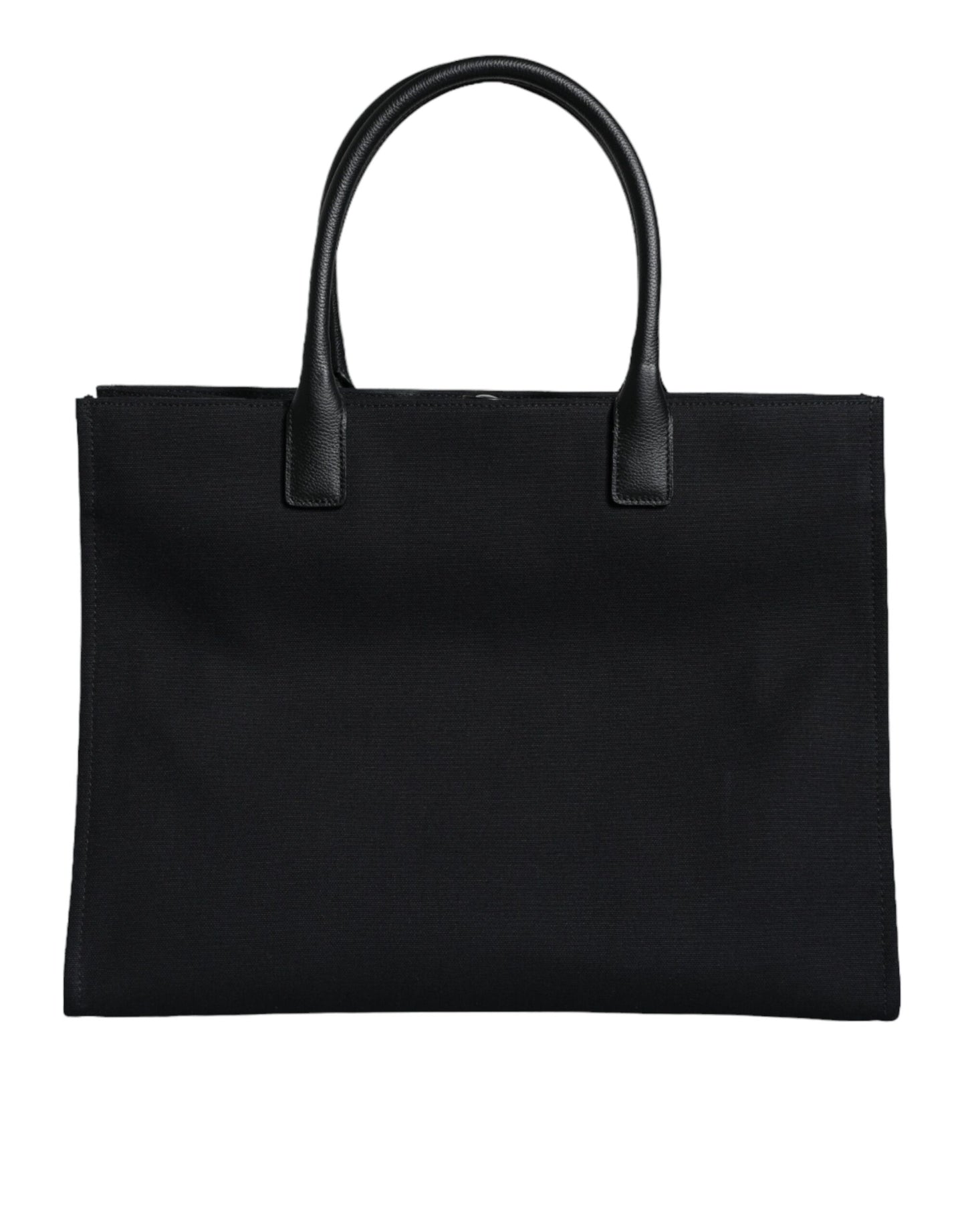 Versace Black Top Handle Canvas Leather Logo Shopping Tote Bag/Black