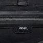 Versace Black Top Handle Canvas Leather Logo Shopping Tote Bag/Black