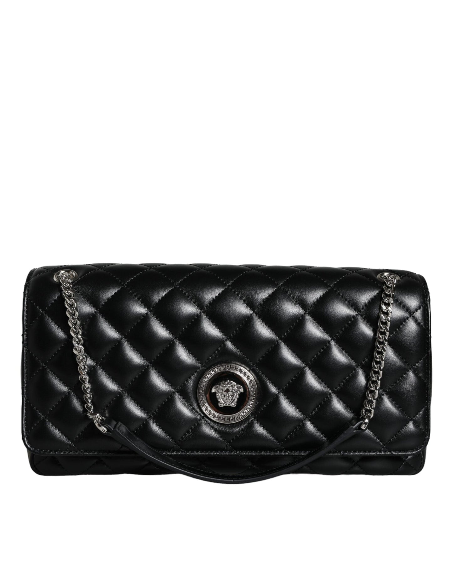 Versace Versace Black Quilted Lambskin Leather Crossbody Shoulder Bag/Black