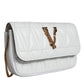 Versace Versace White Quilted Nappa Leather Crossbody Shoulder Bag/White