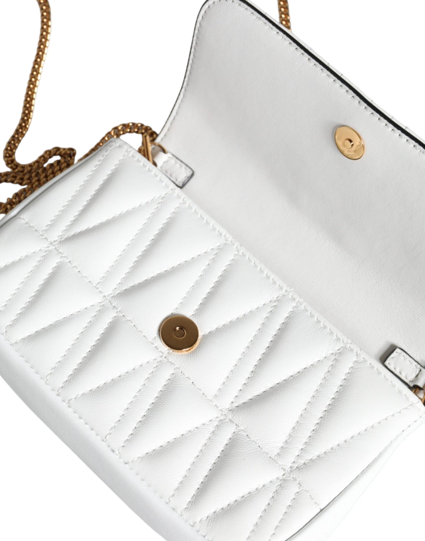 Versace Versace White Quilted Nappa Leather Crossbody Shoulder Bag/White