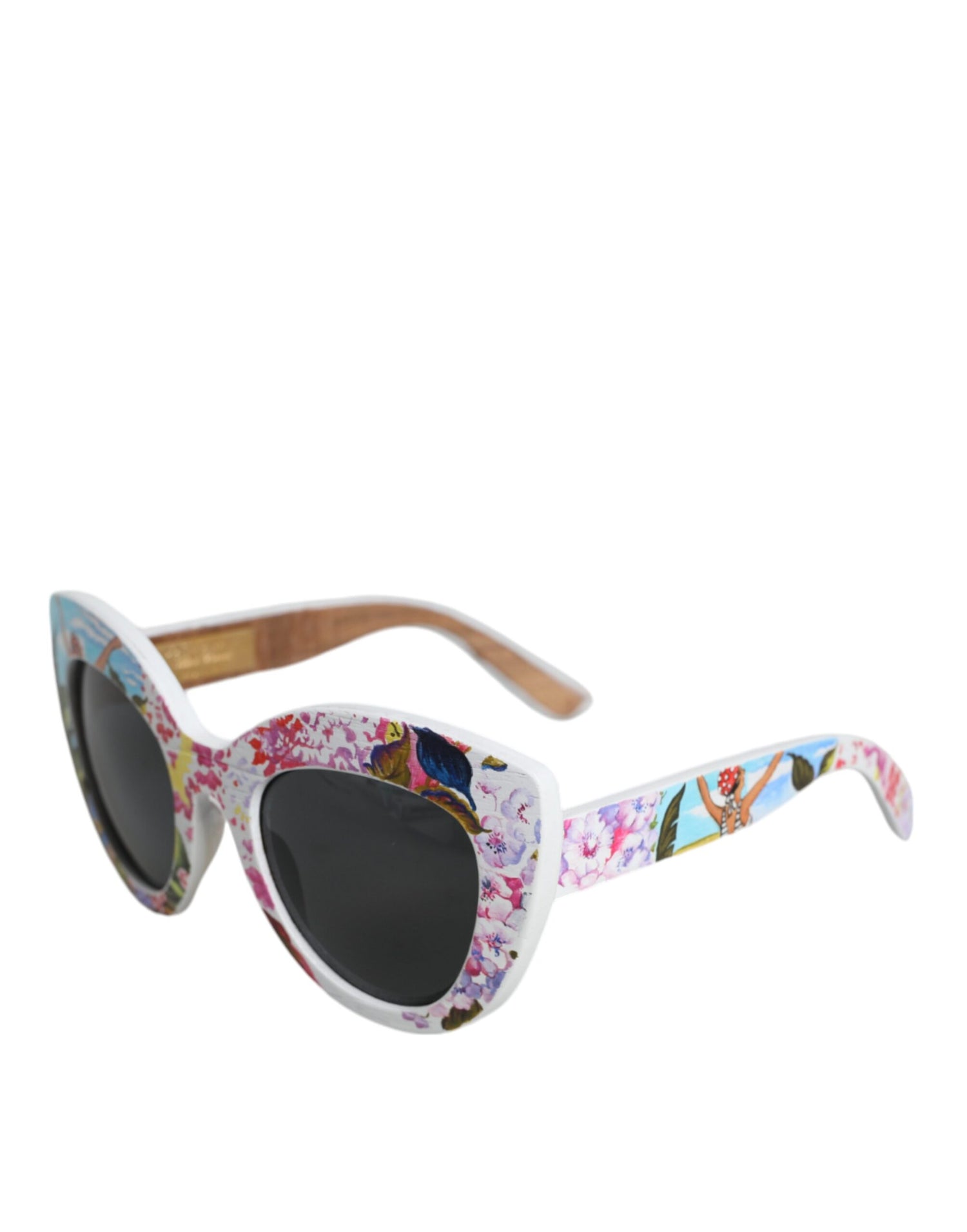 Dolce &amp; Gabbana Dolce &amp; Gabbana Multicolor Wood Crystal Brass Frame Floral Hand Paint Sunglasses/Multicolor