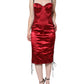 Dolce & Gabbana Red Bustier Corset Lace Bodycon Midi Dress/IT44 | L/Red