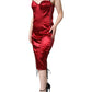 Dolce & Gabbana Red Bustier Corset Lace Bodycon Midi Dress/IT44 | L/Red