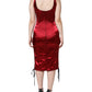 Dolce & Gabbana Red Bustier Corset Lace Bodycon Midi Dress/IT44 | L/Red