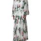 Dolce & Gabbana Dolce & Gabbana White Silk Floral Print Long Maxi Dress/IT42|M/White