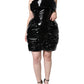 Dolce & Gabbana Black Polyester Ruched Coated Mini Dress/IT42|M/Black