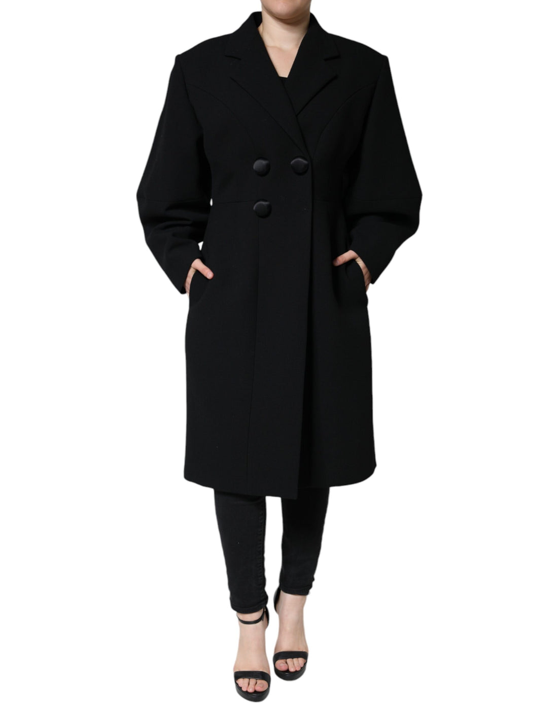 Dolce &amp; Gabbana Black Double Breasted Trench Coat Jacket/IT48|XXL/Black